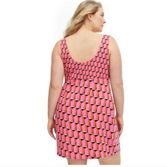 Diane Von Furstenberg DVF NWT Womens Plus 28 Pink Black Geometric Mini 70s Dress - Picture 15 of 16